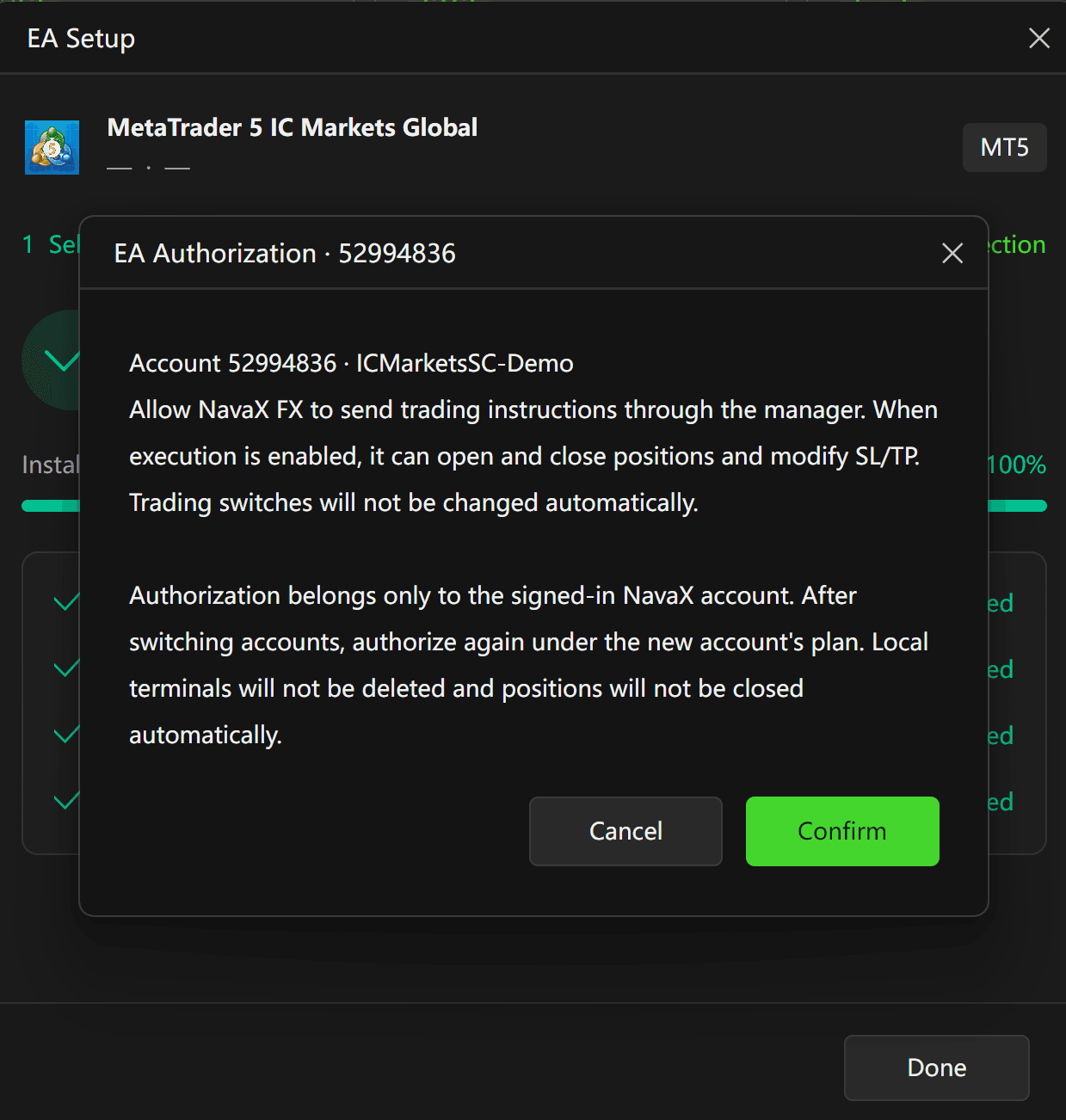 Figure 7: Verify the account and understand the authorization scope before confirming.